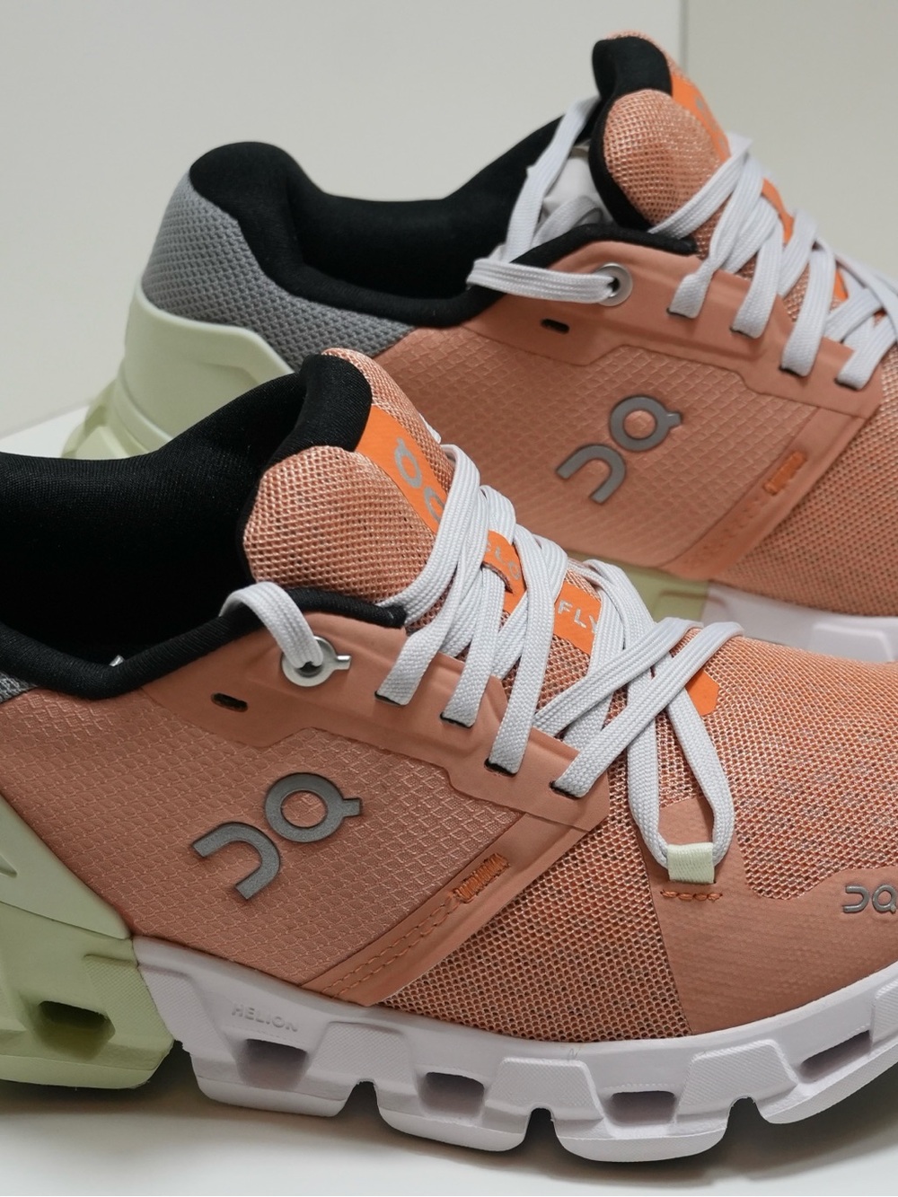 ON Women's Peach Athletic Running Shoes with Pale Green Sole - Picture 2 of 5